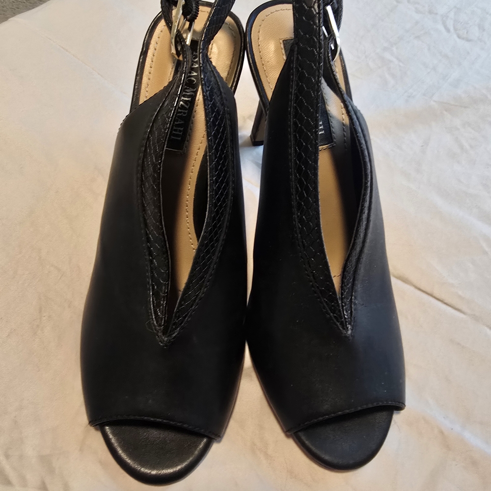 Isaac Mizrahi Black Peep-Toe Slingback Heels Sandals